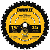 DeWALT DWA171424B10 Circular Saw Blade, 7-1/4 in Dia, 5/8 in Arbor, 24-Teeth, Tungsten Carbide Cutting Edge